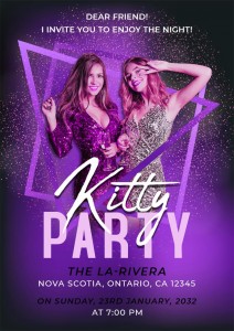 Modern & Unique Kitty Party invitation card for Ladies