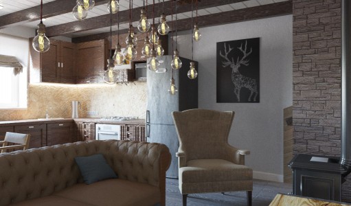 Дачный дом в стиле шале с элементами лофта. 75 кв. м.
