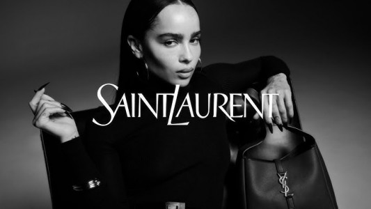Saint Laurent textures and details including high slits slinky
